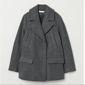 Dark grey marl short double breasted jacket